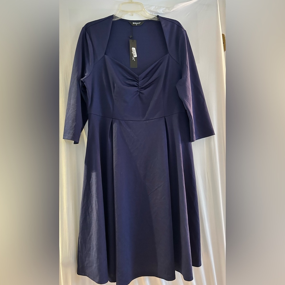Allegra K Dark Blue Long Sleeve Dress 2x
